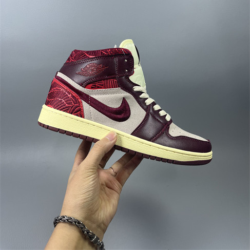 Men's Running Weapon Air Jordan 1 Wine/Red/White Shoes 0580